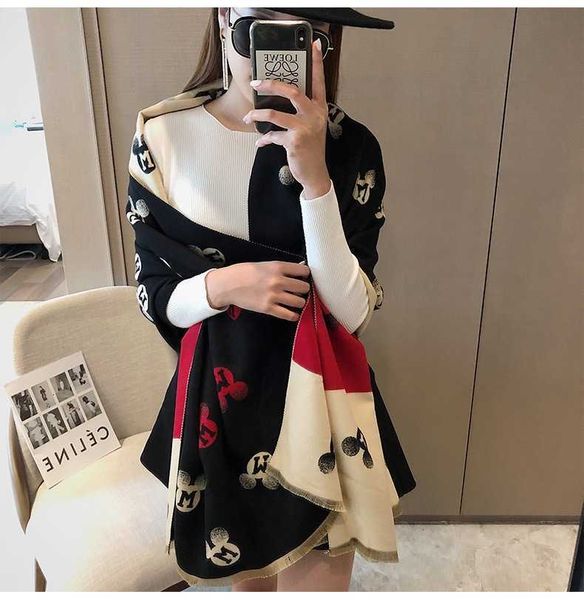 

air conditioning room shawl women's office warm long imitation cashmere scarf for autumn and winter korean version, Blue;gray