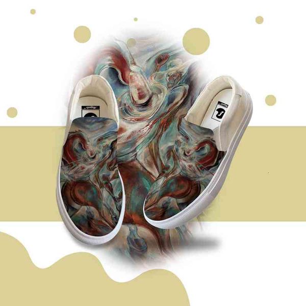 

luxury custom shoes casual slip-on men canvas sneaker oil painting custom own shoes handmade flat rubber sole yellow all-match fashion shoes