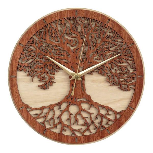 

wall clocks tree of life art clock sacred wood green 3d modern hanging