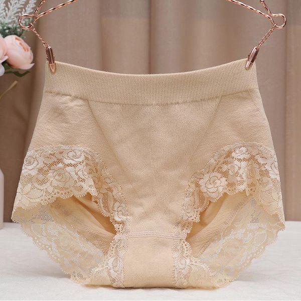 

modal panties women's middle waist cotton inner sseamless large size belly lift buttock lace traceless triangle shorts shapers, Black;white