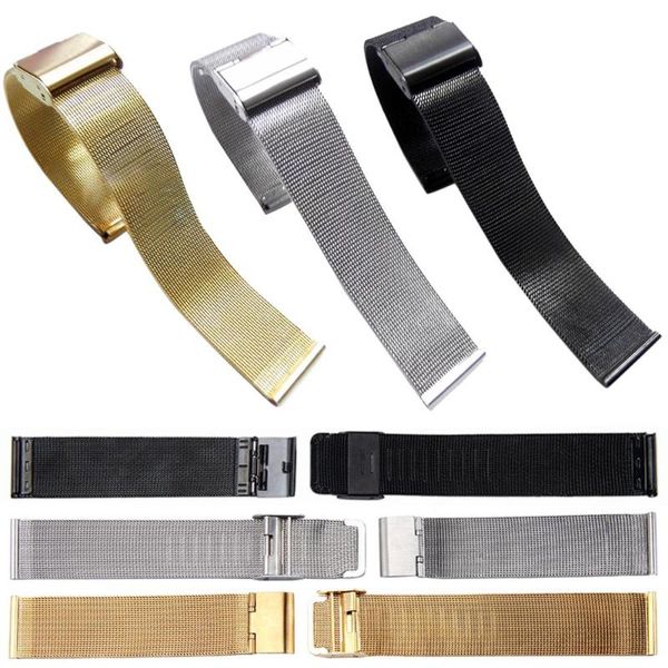 

watch bands fashion milanese stainless steel 18mm wrist band strap, Black;brown