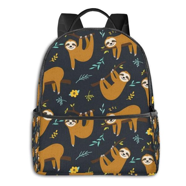 

backpack women men canvas backpacks school bag for teenagers girls boycute cartoon sloth hanging on the tree lapback pack travel