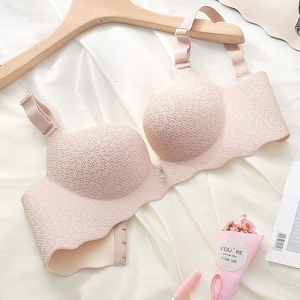 

bras lette 3/4 cup push up lingerie seamless for women solid wire n6tf, Red;black