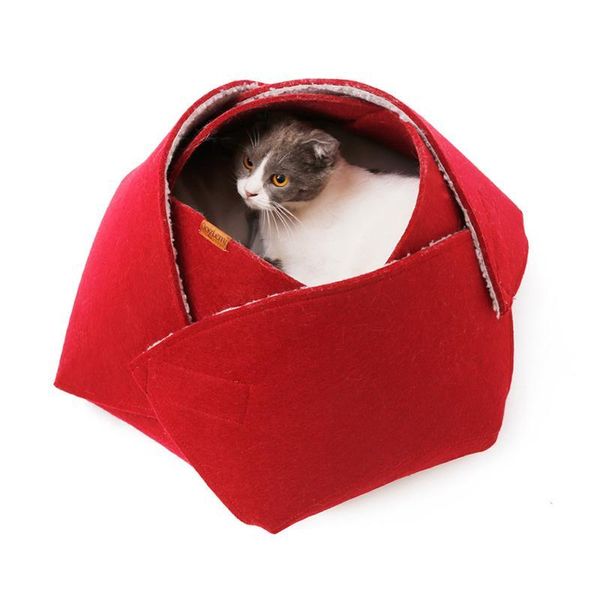 

cat beds & furniture felt warm washable pet house rose shape bed detachable supplies for red