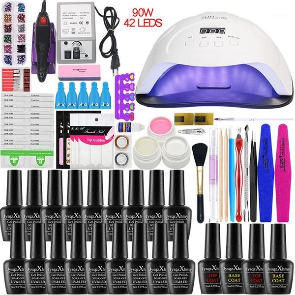 

nail kit 36/54/80/90w uv led lamp dryer with 10/18 color set of gel polish for nail, tool set1