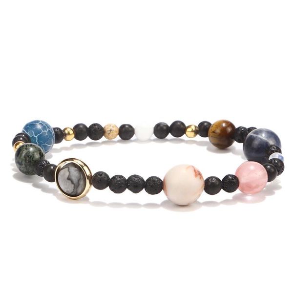 

charm bracelets lady universe galaxy nine eight planets stone elastic bracelet constellation hand string wholesale men the strings, Golden;silver