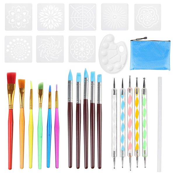 

27pcs acrylic spiral bar mould kit dotting painting tool mandala rocks painting stencils, Silver