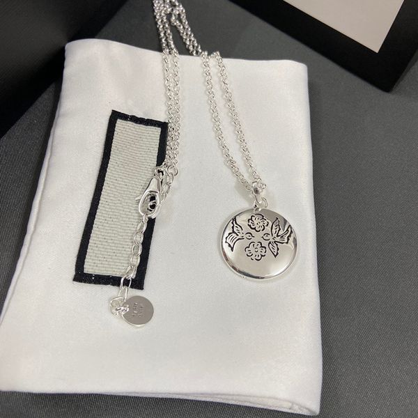 

designer jewelry love fearless round flower bird necklace s925 sterling silver fashion trend piece men's and women's couple chain