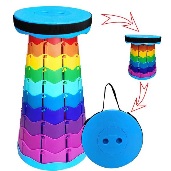 

camp furniture retractable folding stool for camping fishing height adjustable -portable plastic collapsible telescoping seat chair