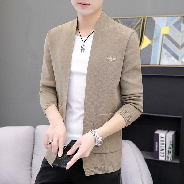 

men's sweaters knitwear men's cardigan slim fit embroidery large casual sweater coat trend, White;black