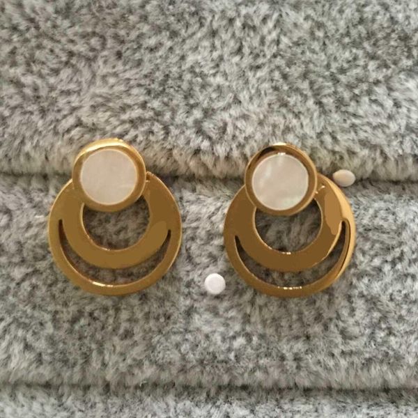 

white oil women designer studs stainless steel fashion style gold plated classic size engagement couple jewelry lady party gifts, Golden;silver