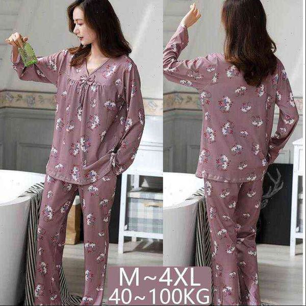 

pajama set autumn spring womens sleepwears nightgown plus size cotton pajamas loose home service pyjama lounge clothes nightie, Black;red
