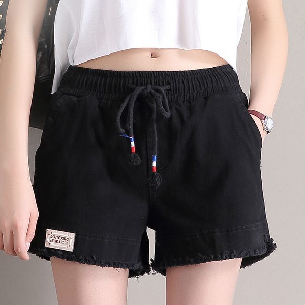

shorts women's summer slim elastic lace wear through pants, White;black