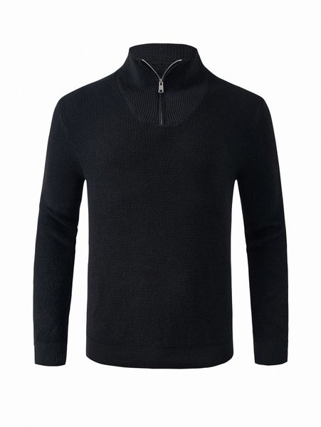 

men quarter zip ribbed knit sweater z0cn#, White;black