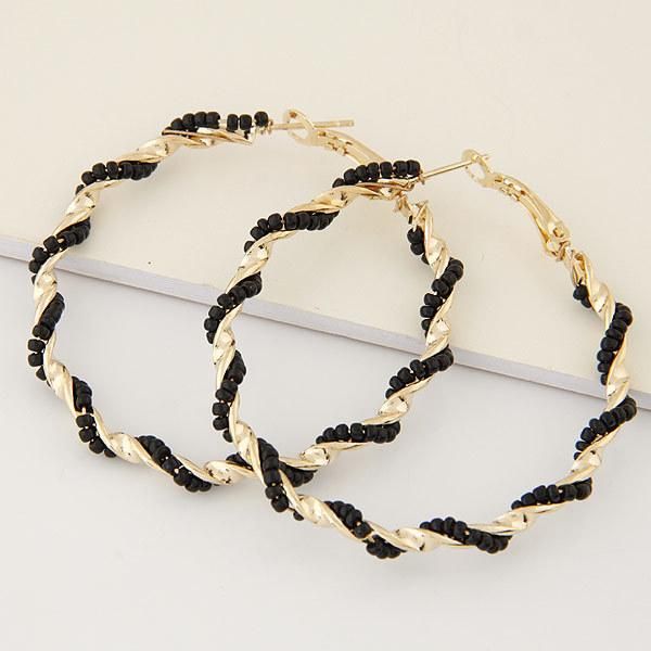 

hoop & huggie bohemia beads earrings for women 2021 girls geometric colorful earring fashion guilloche brincos jewelry accessories, Golden;silver