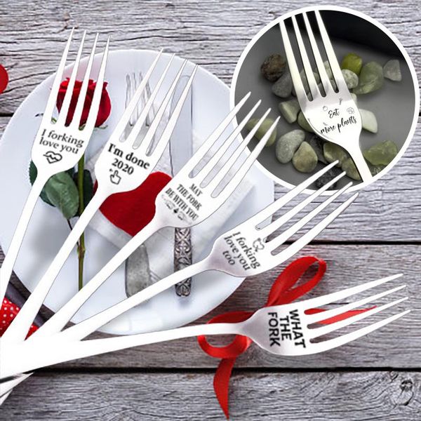 

forks engraved fork- gift for husband wife and family stainless i forking love you steel kitchen tool letter print 2021