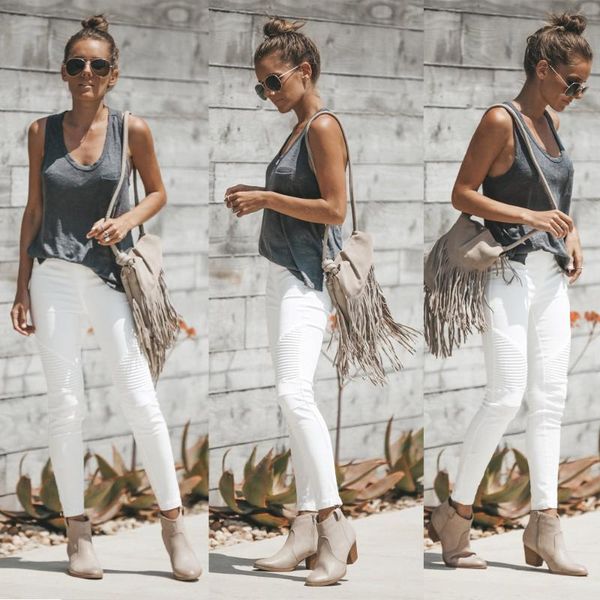 

women's jeans white denim pants women fashion pleated washed high waisted spring autumn female casual skinny pencil streetwear, Blue