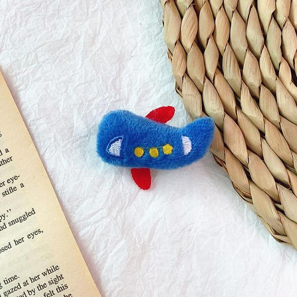 

party favor 10pcs small car brooches plush funny creative stereo aircraft decorative for bag clothes (blue patterns)