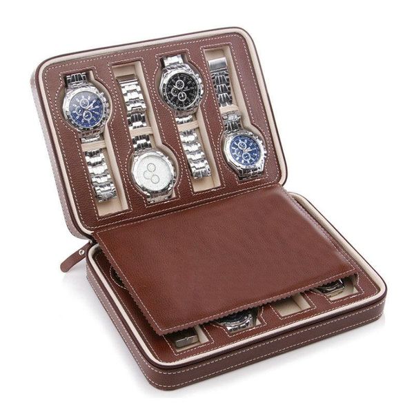 

watch boxes & cases zipper bag 8-digit box portable storage, Black;blue