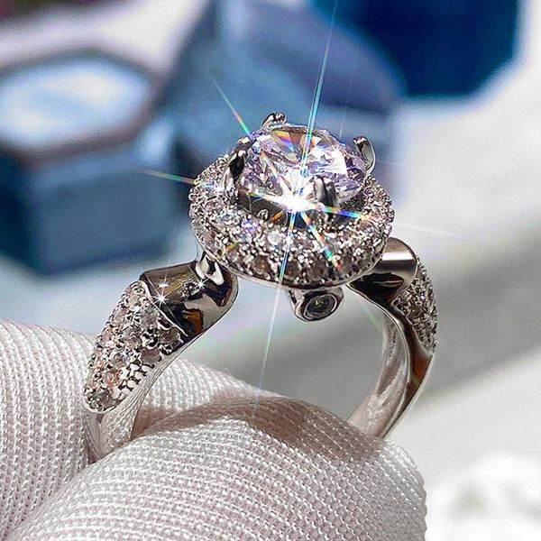 

wedding rings huitan luxury round zirconia bridal perfect polish elegant women marriage party brilliant timeless jewelry, Slivery;golden