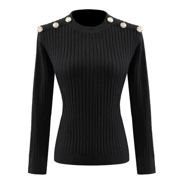

classic designing women sweater black amp white pullovers buttons kniting sweaters spring stretchy casual, White;black