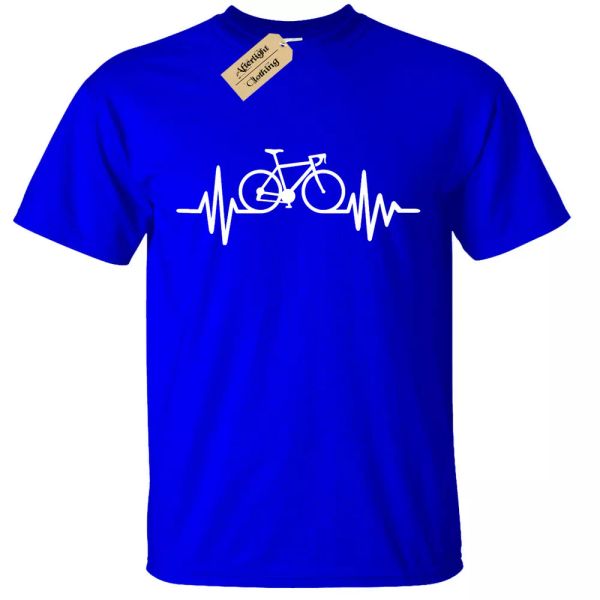

Bike pulse tshirt men cycling horseback riding birthday gift medic doctor, White;black