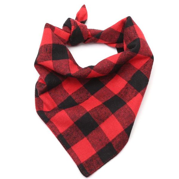 

red and black plaid pet saliva towel sanded triangle bandanna handkerchief dog bib grooming accessories apparel