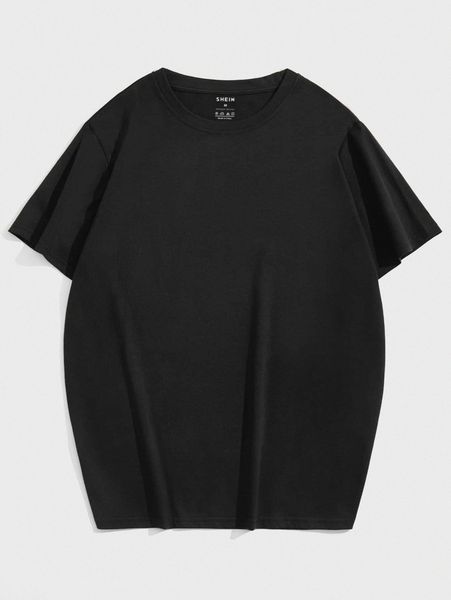 

men solid round neck tee k9q3#, White;black