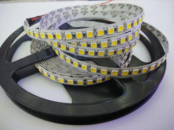 

strips 5pcs dc12v led strip no-waterproof 5m/lot fiexible smd 120led/m warmwhite/white 600leds/roll tape brightness