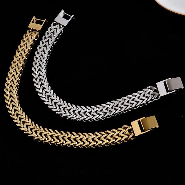 

link, chain no fading 316l stainless steel double personality bracelet custom shaking jewelry ins niche design female, Black
