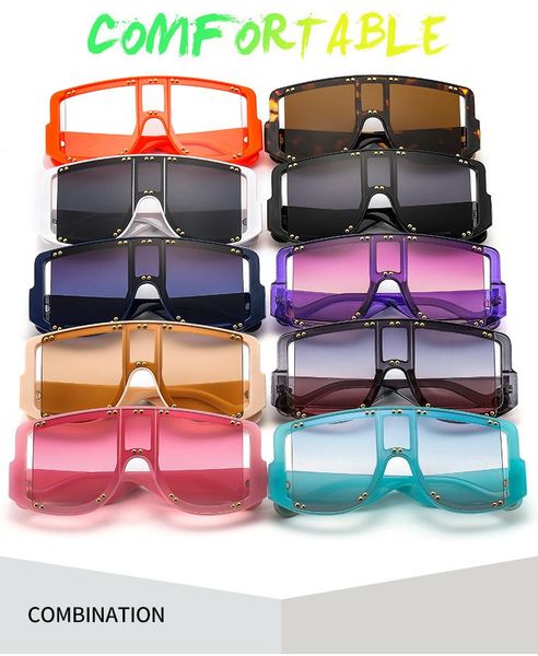 

outdoor eyewear personality big rivet color sunglasses fashion trend punk one-piece cycling glasses sport men