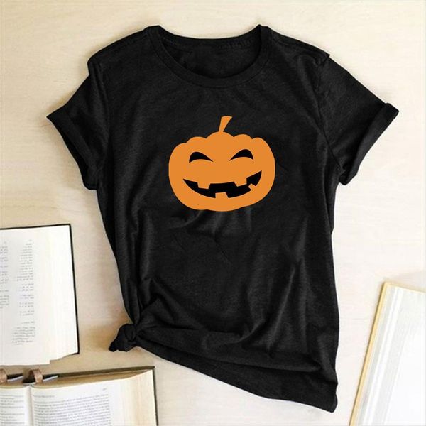 

pumpkin print halloween summer graphic womens t shirt tee streetwear vogue harajuku o neck ladies ropa mujer, White