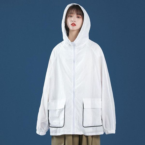 

summer women's thin hooded jackets daily casual windbreaker women basic coats zipper lightweight famale, Black;brown