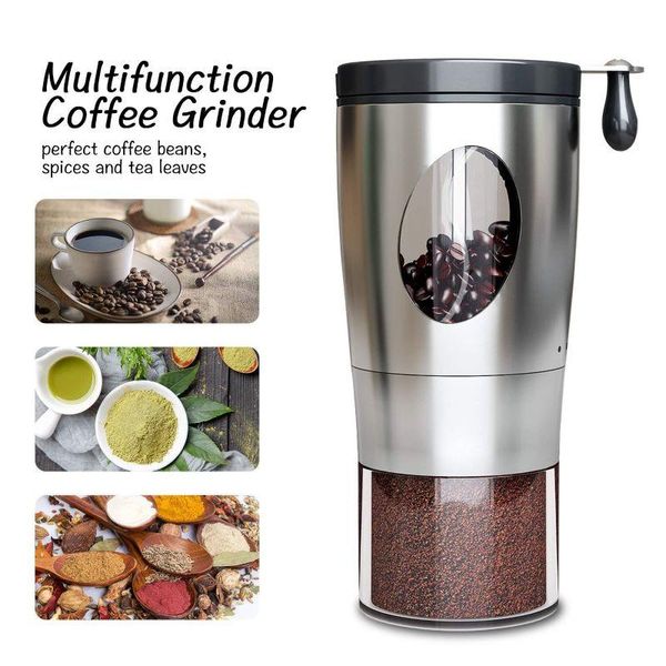

manual coffee grinders ceramic grinder stainless steel adjustable bean mill with rubber loop ring easy clean kitchen cafe