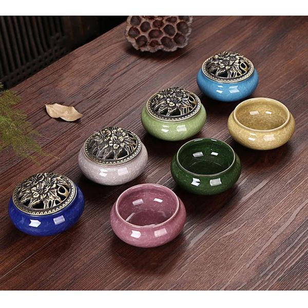 

fragrance lamps colorful porcelain incense burner ceramic cone holder buddhist home bedroom