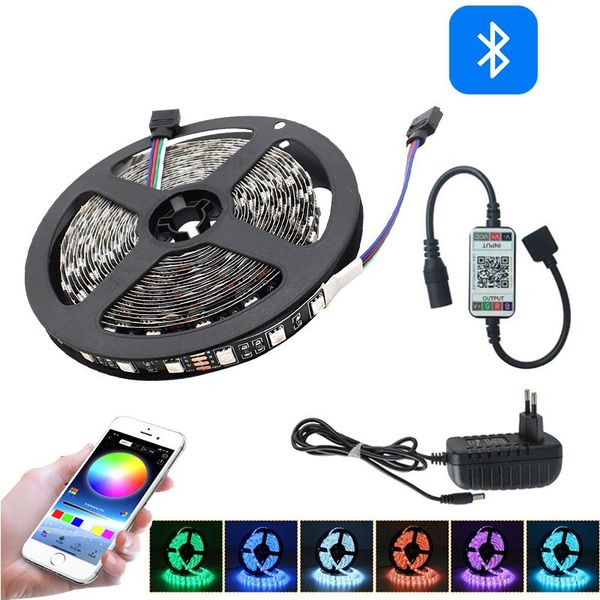 

strips 5m smd black pcb led strip ribbon light rgb bluetooth controller lighting for tv background home closet cabinet