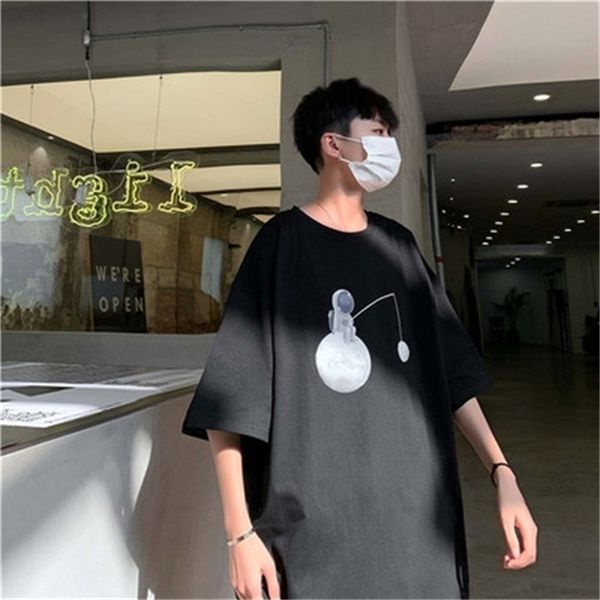

spring long-sleeved t-shirt male korean version of the trend slim round neck cotton fashion 210420, White;black