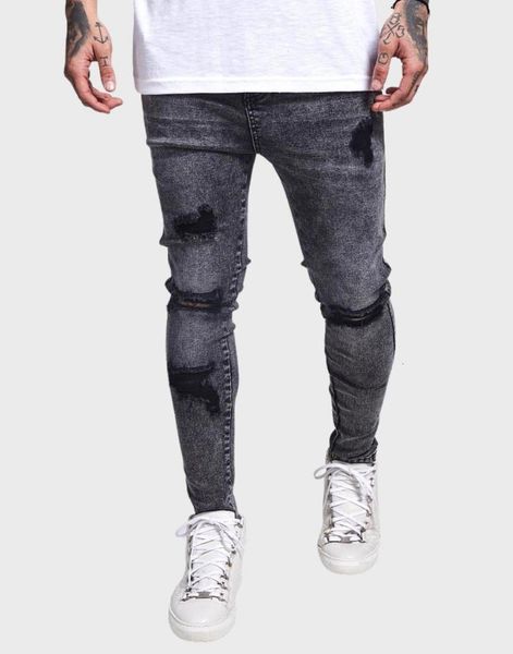 

siksilk acid wash distressed men's jeans, Blue