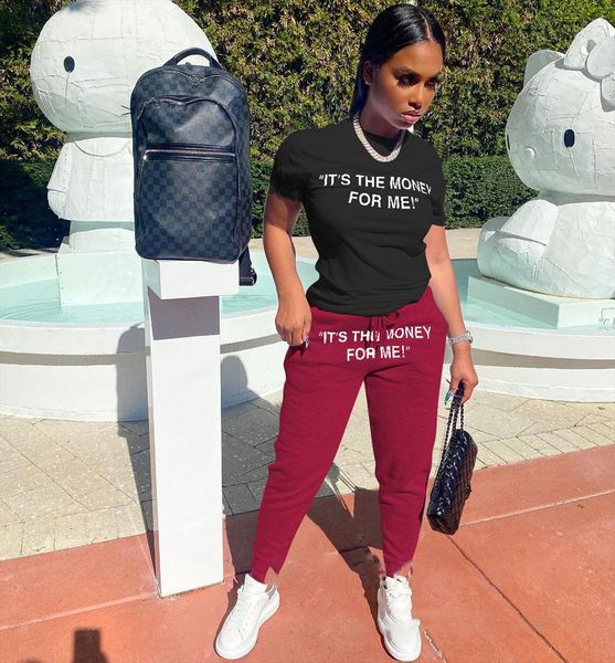 

vavcy summer suit elastic fabric womens pants black t shirt drawstring women jogger clothes, White