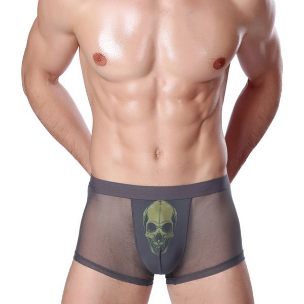 

new style ice silk printing men's mesh breathable boxer shorts, Black;white