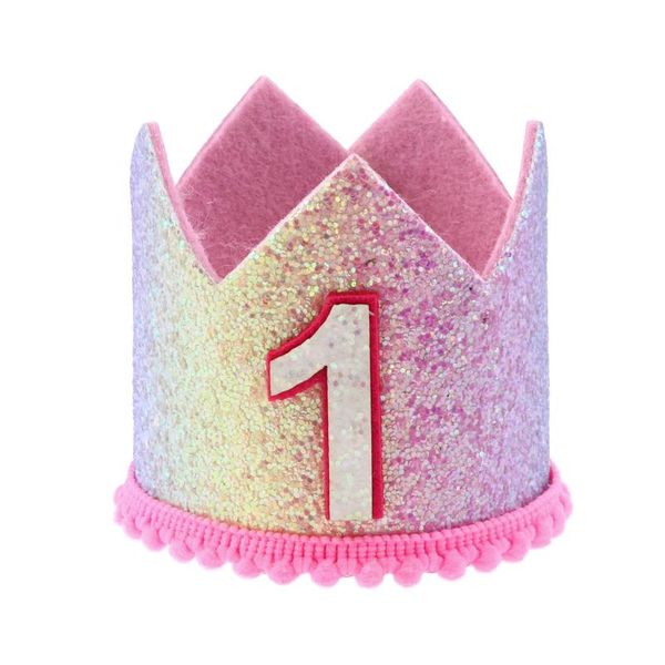 

party hats gradient rainbow kids baby birthday decorative headdress (1 year old)