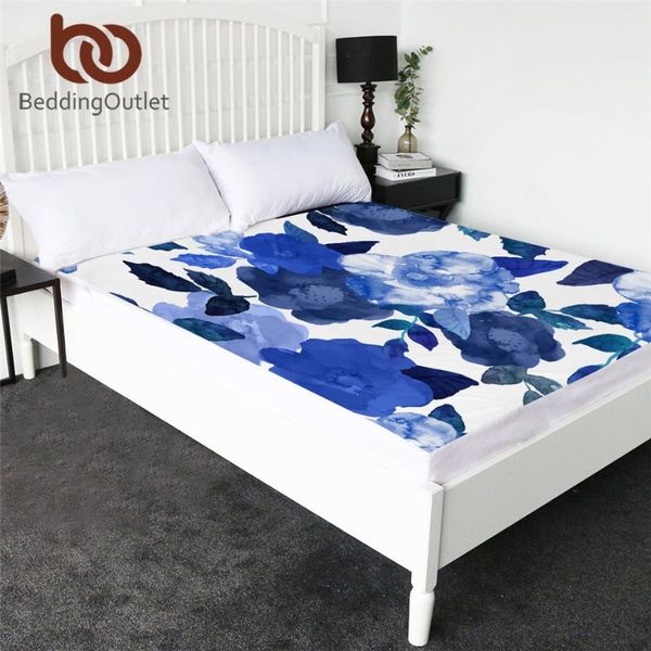 

sheets & sets beddingoutlet flowers fitted sheet watercolor art er leaf bedding blue floral 1pc bedlinen bed