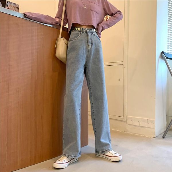 

women's jeans dd0115 wide-leg spring and autumn high-waisted loose slim straight-leg, Blue
