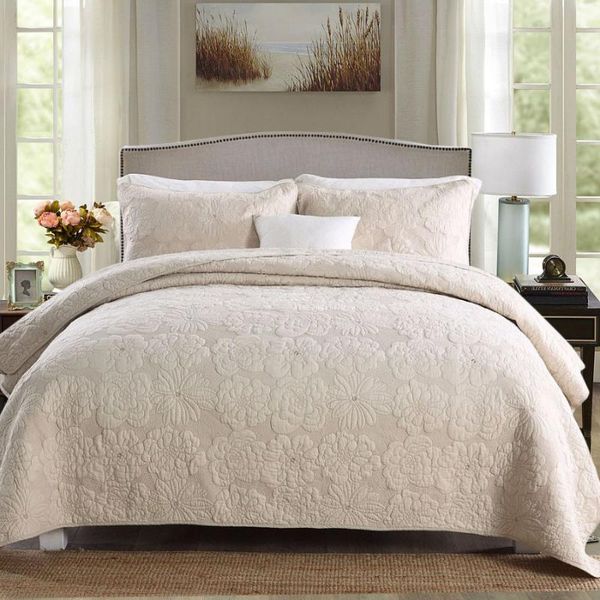 

comforters & sets quality solid bedspread on the bed quilt set 3pc embroidered cotton blanket for covers pillowcase queen size summer coverl