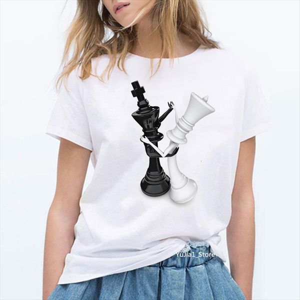 

novelty design dancing chess printfunny womens t shirt streetwear lover friends birthday personalized punk, White