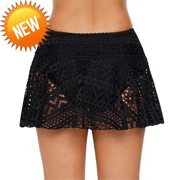 

ladies hollow swimwear trunks european and american lace lace triangle beach skirt swimming shorts anti - naked multi-color optional sizes, White;black