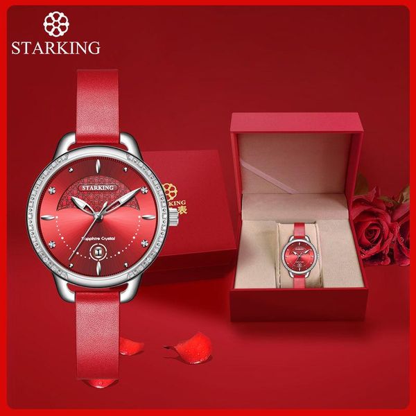 

wristwatches star king imported movement diamond-embedded waterproof quartz women's watch high-end fashion student, Slivery;brown