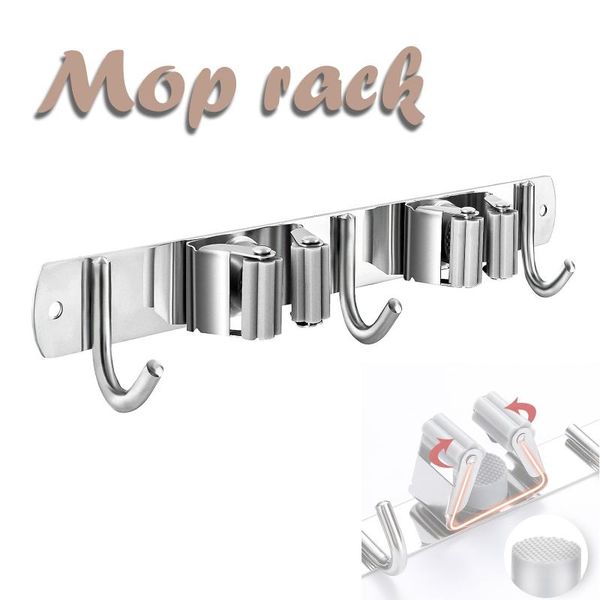 

hooks & rails wall mounted mop organizer holder brush broom hanger home storage rack bathroom suction hanging pipe shelf household tools