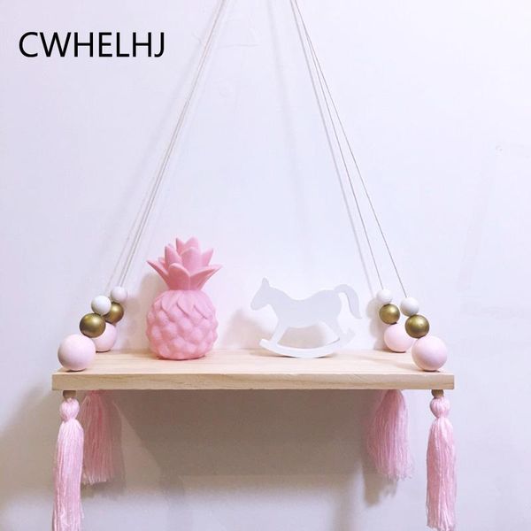 

hangers & racks nordic wood storage board cute tassel wooden beads wall hanging clothing shelf decoration display holder clothes hanger