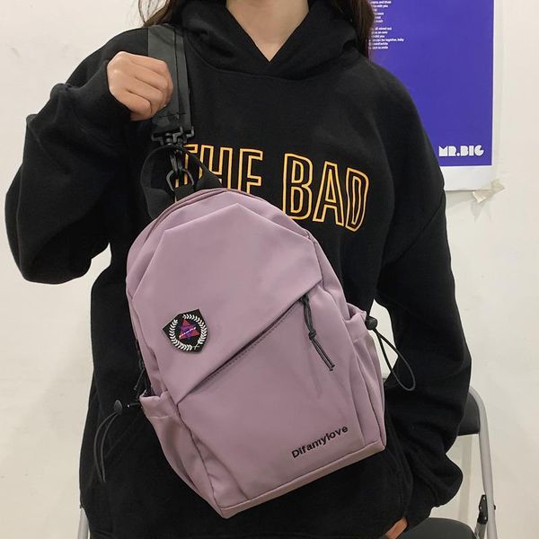 

multifunction letters embroidery backpack waterproof nylon travelling bags for couples inclined zipper leisure bag